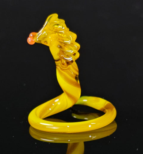 Yellow Glass Cobra Figurine, Handmade Murano Quality Design - Small