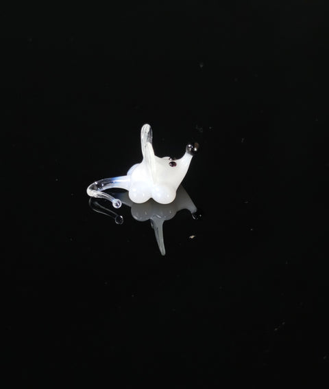 White Mouse Figurine, Mini Glass Murano Quality Lampworking Glass Figurine, Hand Made In Ukraine, A Great Addition To Your Collection
