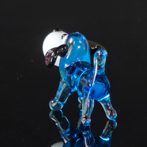 Light Blue Dog Figurine, Mini Glass Murano Quality Lampworking Glass Figurine, Hand Made In Ukraine, A Great Addition To Your Collection