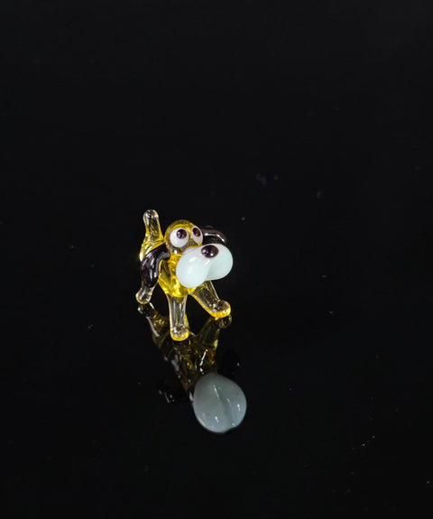 Amber Dog Figurine, Mini Glass Murano Quality Lampworking Glass Figurine, Hand Made In Ukraine, A Great Addition To Your Collection