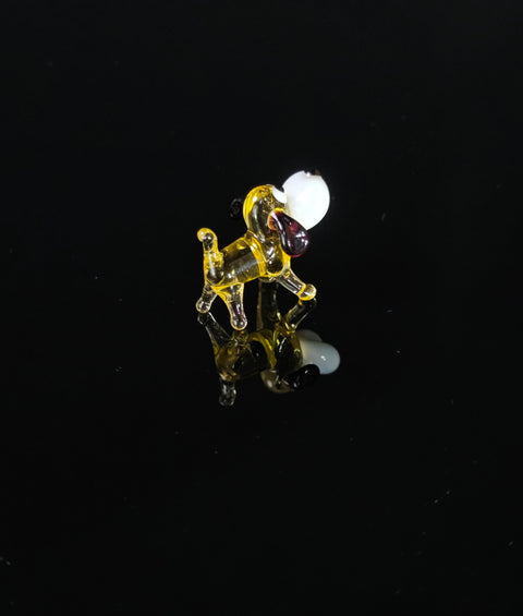 Amber Dog Figurine, Mini Glass Murano Quality Lampworking Glass Figurine, Hand Made In Ukraine, A Great Addition To Your Collection