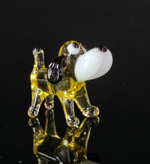 Amber Dog Figurine, Mini Glass Murano Quality Lampworking Glass Figurine, Hand Made In Ukraine, A Great Addition To Your Collection