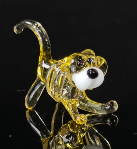 Amber Glass Dog Figurine, Handmade Murano Quality Design - Small