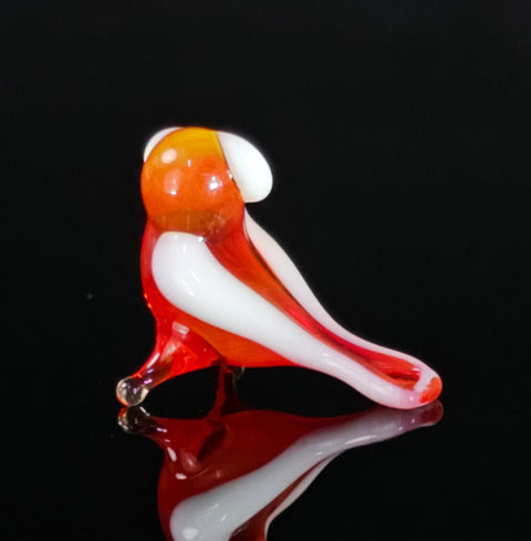 Red Owl Figurine, Mini Glass Murano Quality Lampworking Glass Figurine, Hand Made In Ukraine, A Great Addition To Your Collection