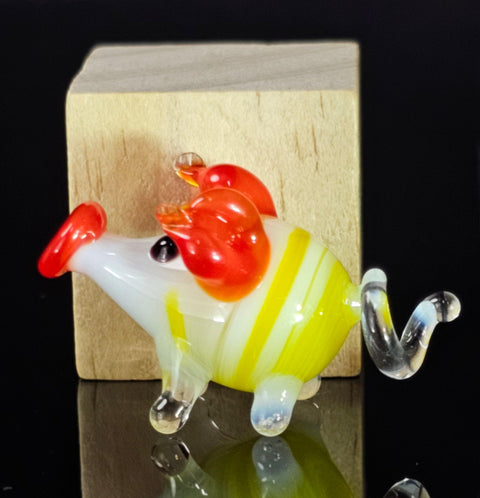 Yellow Pig Figurine, Mini Glass Murano Quality Lampworking Glass Figurine, Hand Made In Ukraine, A Great Addition To Your Collection