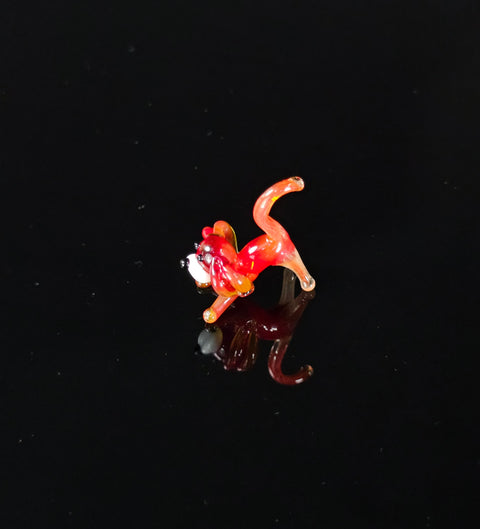 Red Dog Figurine, Mini Glass Murano Quality Lampworking Glass Figurine, Hand Made In Ukraine, A Great Addition To Your Collection