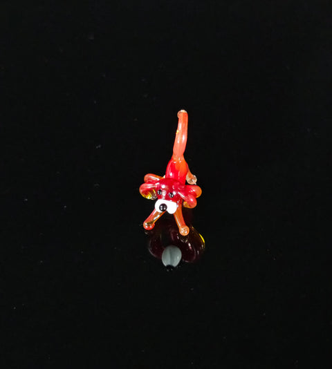 Red Dog Figurine, Mini Glass Murano Quality Lampworking Glass Figurine, Hand Made In Ukraine, A Great Addition To Your Collection