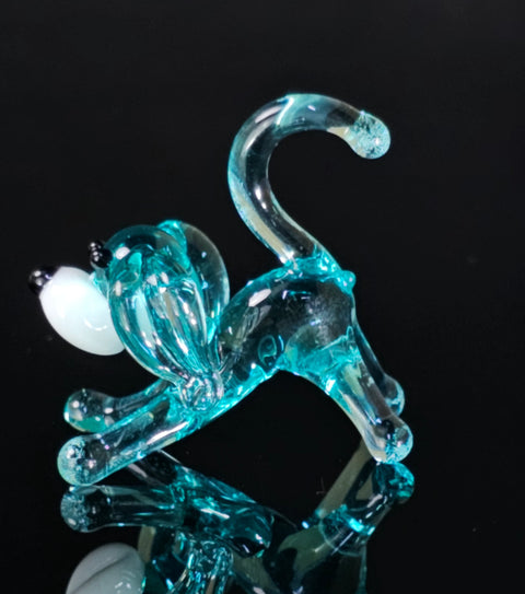 Light Blue Dog Figurine, Mini Glass Murano Quality Lampworking Glass Figurine, Hand Made In Ukraine, A Great Addition To Your Collection