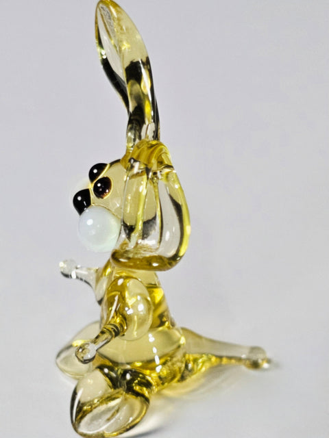 Amber Glass Rabbit Figurine, Handmade Murano Quality Design - Small