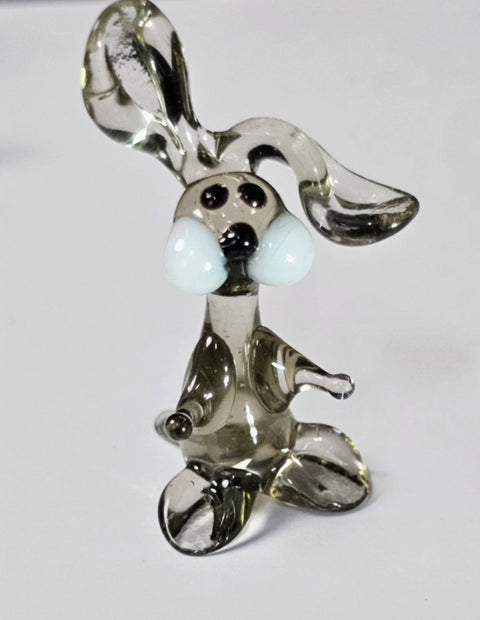 Clear Rabbit Figurine, Mini Glass Murano Quality Lampworking Glass Figurine, Hand Made In Ukraine, A Great Addition To Your Collection