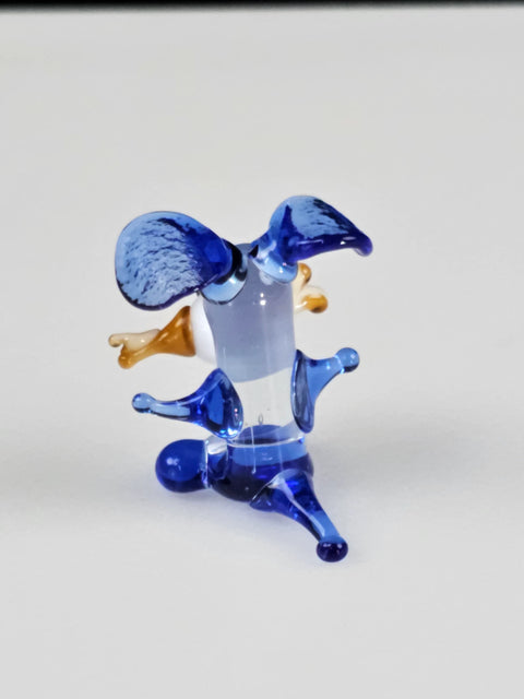 Blue Dog W Bone Figurine, Mini Glass Murano Quality Lampworking Glass Figurine, Hand Made In Ukraine, A Great Addition To Your Collection
