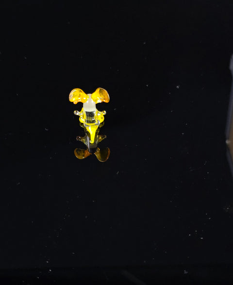 Yellow Dog W Bone Figurine, Mini Glass Murano Quality Lampworking Glass Figurine, Hand Made In Ukraine, A Great Addition To Your Collection