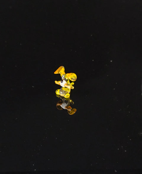 Yellow Dog W Bone Figurine, Mini Glass Murano Quality Lampworking Glass Figurine, Hand Made In Ukraine, A Great Addition To Your Collection