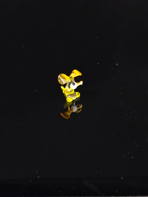 Yellow Dog W Bone Figurine, Mini Glass Murano Quality Lampworking Glass Figurine, Hand Made In Ukraine, A Great Addition To Your Collection