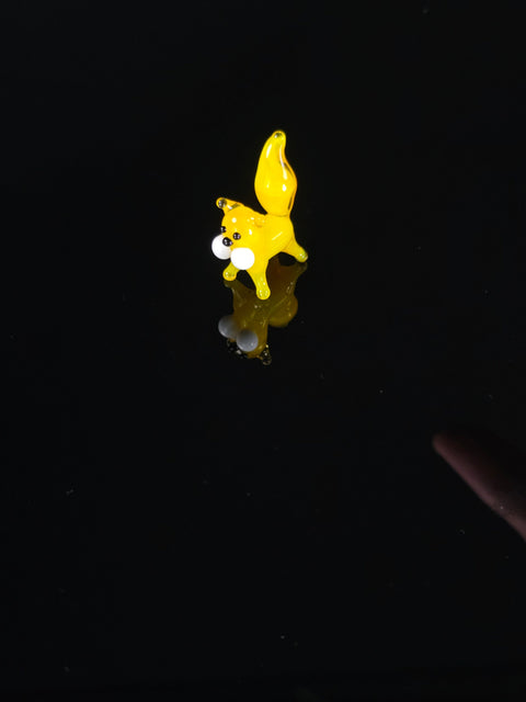 Yellow Cat Figurine, Mini Glass Murano Quality Lampworking Glass Figurine, Hand Made In Ukraine, A Great Addition To Your Collection