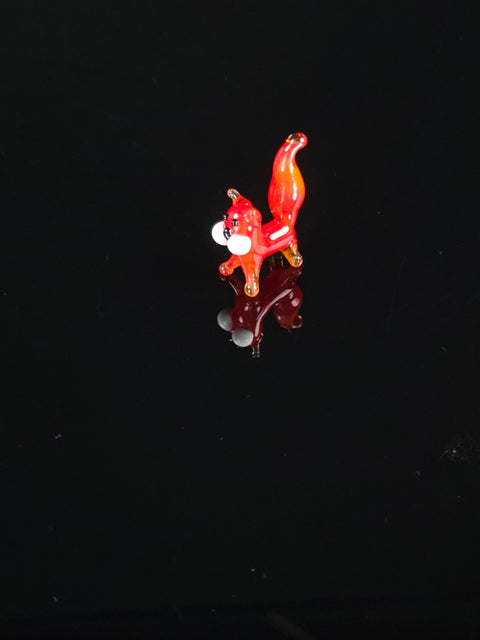 Red Cat Figurine, Mini Glass Murano Quality Lampworking Glass Figurine, Hand Made In Ukraine, A Great Addition To Your Collection