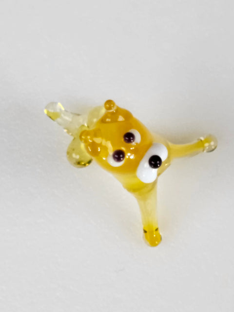 Yellow Dog Figurine, Mini Glass Murano Quality Lampworking Glass Figurine, Hand Made In Ukraine, A Great Addition To Your Collection