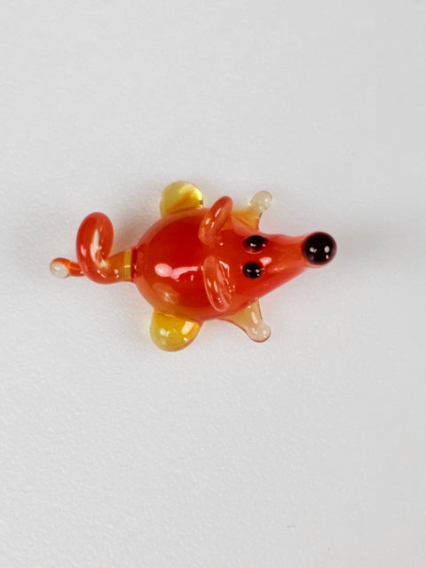 Red Mouse Figurine, Mini Glass Murano Quality Lampworking Glass Figurine, Hand Made In Ukraine, A Great Addition To Your Collection