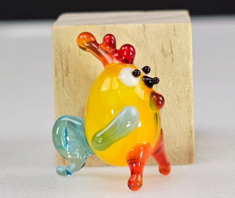 Chicken Figurine, Mini Glass Murano Quality Lampworking Glass Figurine, Hand Made In Ukraine, A Great Addition To Your Collection