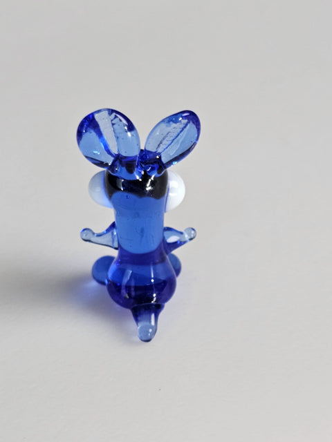 Blue Rabbit Figurine, Mini Glass Murano Quality Lampworking Glass Figurine, Hand Made In Ukraine, A Great Addition To Your Collection