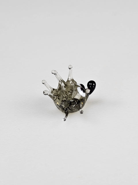 Grey Sea Urchin Figurine, Mini Glass Murano Quality Lampworking Glass Figurine, Hand Made In Ukraine, A Great Addition To Your Collection