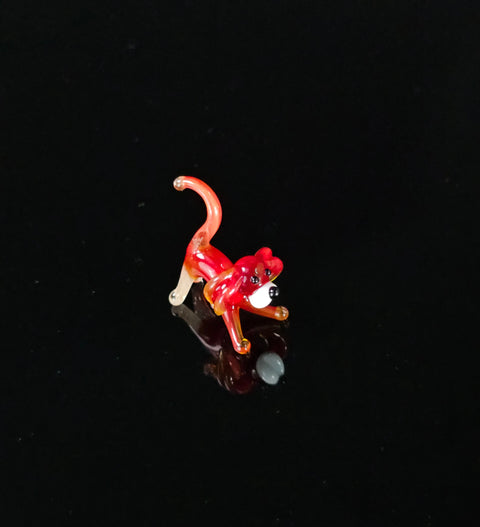 Red Dog Figurine, Mini Glass Murano Quality Lampworking Glass Figurine, Hand Made In Ukraine, A Great Addition To Your Collection