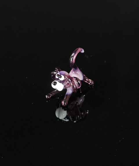 Purple Dog Figurine, Mini Glass Murano Quality Lampworking Glass Figurine, Hand Made In Ukraine, A Great Addition To Your Collection