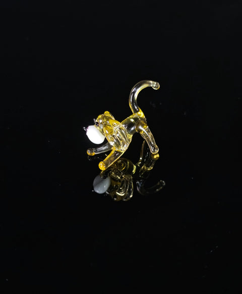 Amber Dog Figurine, Mini Glass Murano Quality Lampworking Glass Figurine, Hand Made In Ukraine, A Great Addition To Your Collection