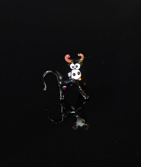 Black Cow Figurine, Mini Glass Murano Quality Lampworking Glass Figurine, Hand Made In Ukraine, A Great Addition To Your Collection