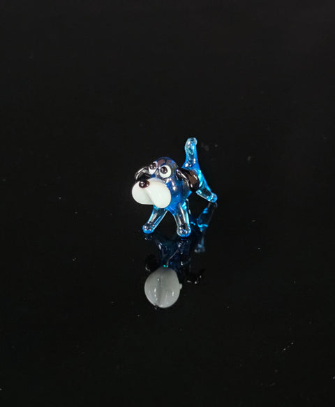 Light Blue Dog Figurine, Mini Glass Murano Quality Lampworking Glass Figurine, Hand Made In Ukraine, A Great Addition To Your Collection