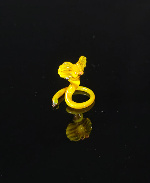Yellow Cobra Figurine, Mini Glass Murano Quality Lampworking Glass Figurine, Hand Made In Ukraine, A Great Addition To Your Collection