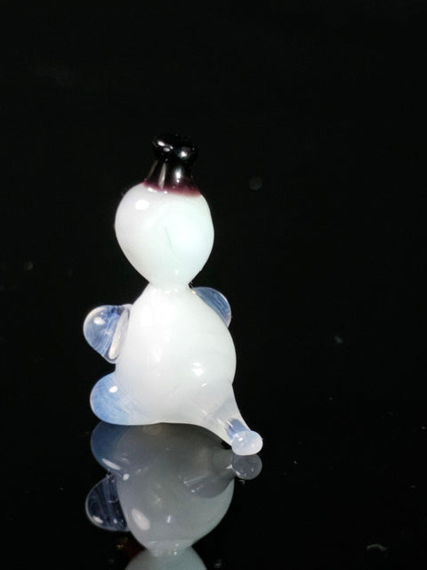Snowman In Black Hat Figurine, Mini Glass Murano Quality Lampworking Glass Figurine, Hand Made In Ukraine, A Great Addition To Your Collection