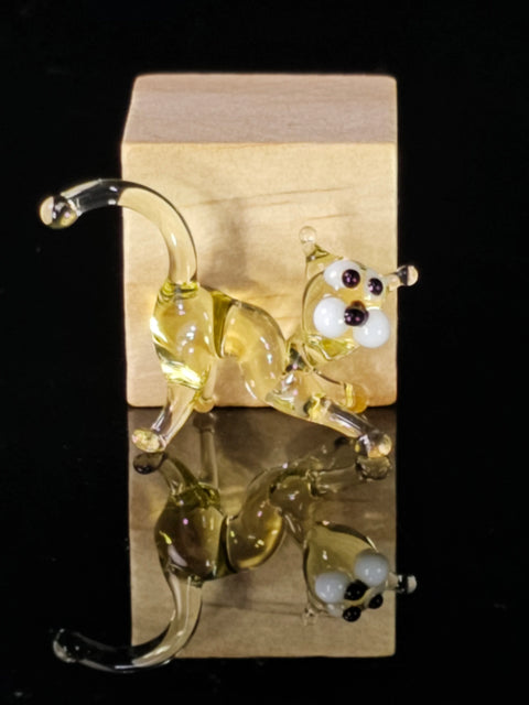 Amber Cat Figurine, Mini Glass Murano Quality Lampworking Glass Figurine, Hand Made In Ukraine, A Great Addition To Your Collection