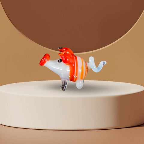 Red Pig Figurine, Mini Glass Murano Quality Lampworking Glass Figurine, Hand Made In Ukraine, A Great Addition To Your Collection