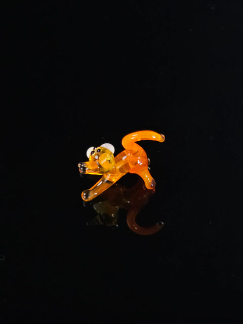 Orange Cat Figurine, Mini Glass Murano Quality Lampworking Glass Figurine, Hand Made In Ukraine, A Great Addition To Your Collection