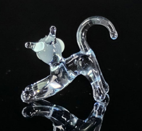 Clear Cat Figurine, Mini Glass Murano Quality Lampworking Glass Figurine, Hand Made In Ukraine, A Great Addition To Your Collection