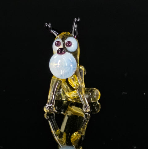 Amber Dog Figurine, Mini Glass Murano Quality Lampworking Glass Figurine, Hand Made In Ukraine, A Great Addition To Your Collection