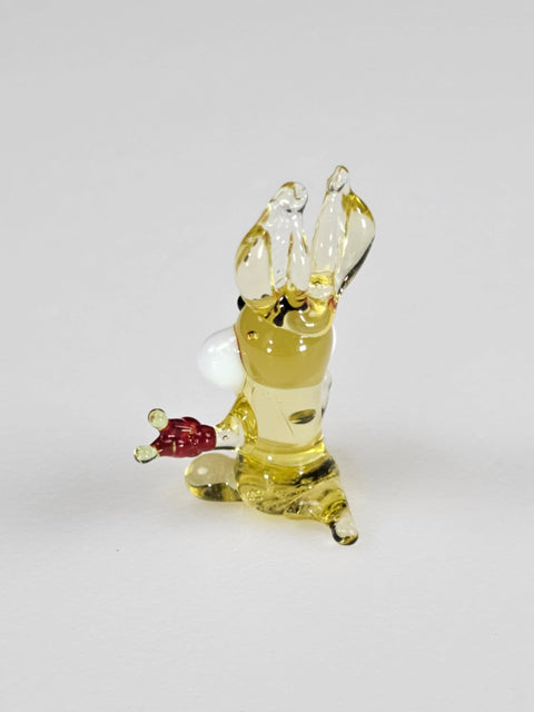 Amber Glass Rabbit W Carrot Figurine, Handmade Murano Quality Design - Small