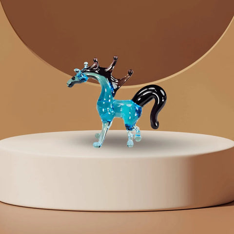Blue Horse Figurine, Mini Glass Murano Quality Lampworking Glass Figurine, Hand Made In Ukraine, A Great Addition To Your Collection