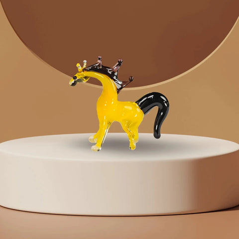 Yellow Horse Figurine, Mini Glass Murano Quality Lampworking Glass Figurine, Hand Made In Ukraine, A Great Addition To Your Collection