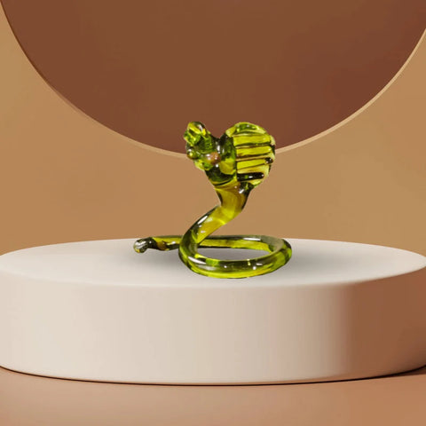 Green Cobra Figurine, Mini Glass Murano Quality Lampworking Glass Figurine, Hand Made In Ukraine, A Great Addition To Your Collection