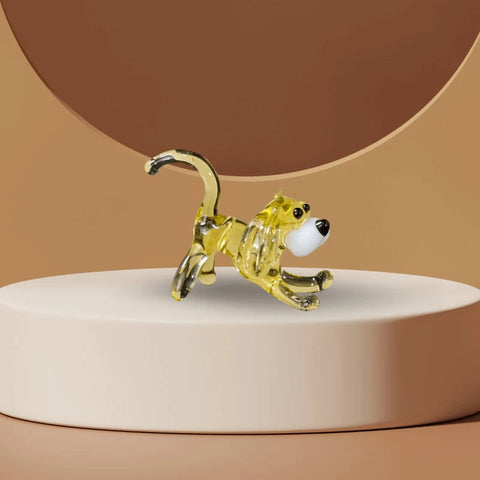 Amber Dog Figurine, Mini Glass Murano Quality Lampworking Glass Figurine, Hand Made In Ukraine, A Great Addition To Your Collection