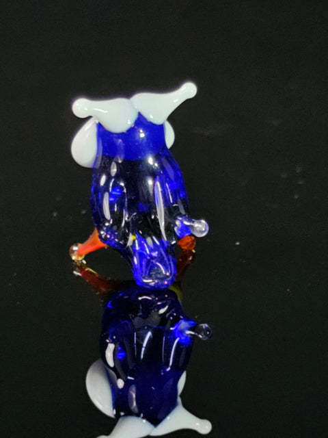 Blue Owl Figurine, Mini Glass Murano Quality Lampworking Glass Figurine, Hand Made In Ukraine, A Great Addition To Your Collection