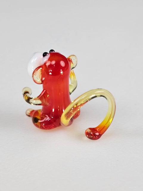 Red Monkey Figurine, Mini Glass Murano Quality Lampworking Glass Figurine, Hand Made In Ukraine, A Great Addition To Your Collection