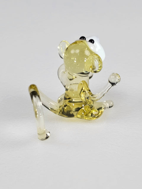 Amber Glass Monkey Figurine, Handmade Murano Quality Design - Small