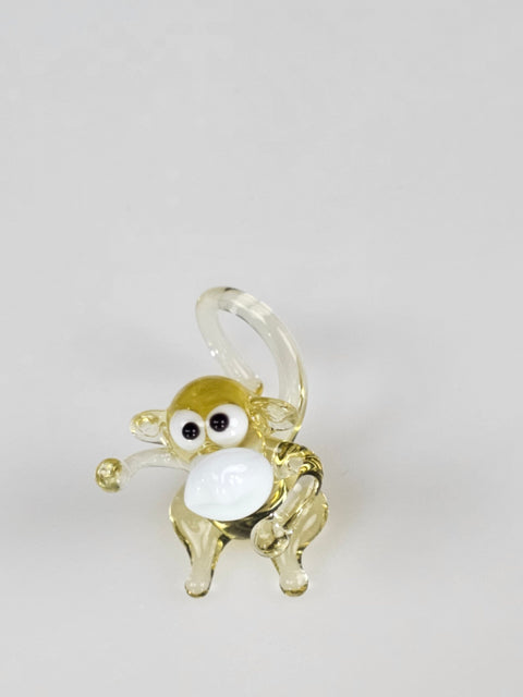 Amber Glass Monkey Figurine, Handmade Murano Quality Design - Small