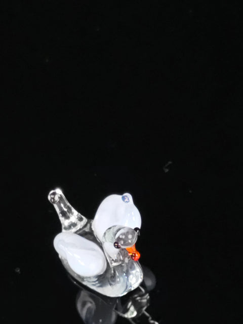 Clear Swan Figurine, Mini Glass Murano Quality Lampworking Glass Figurine, Hand Made In Ukraine, A Great Addition To Your Collection