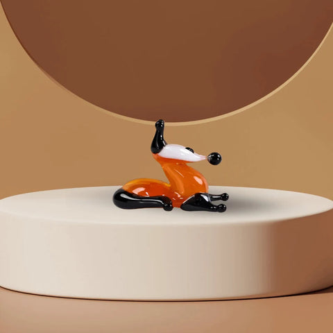 Sly Fox Figurine, Mini Glass Murano Quality Lampworking Glass Figurine, Hand Made In Ukraine, A Great Addition To Your Collection
