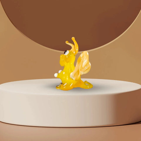 Yellow/Ivory Dragon Figurine, Mini Glass Murano Quality Lampworking Glass Figurine, Hand Made In Ukraine, A Great Addition To Your Collection