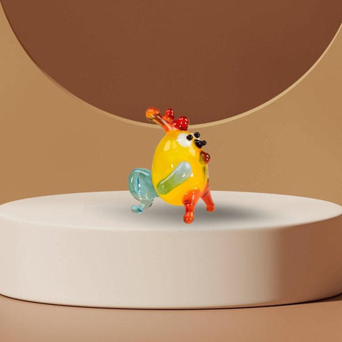 Chicken Figurine, Mini Glass Murano Quality Lampworking Glass Figurine, Hand Made In Ukraine, A Great Addition To Your Collection